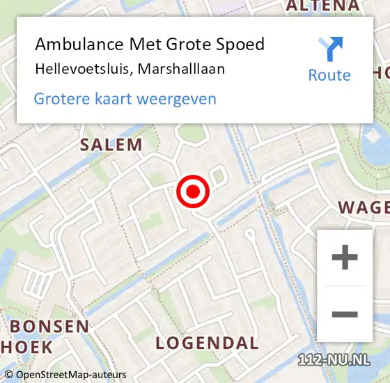 Locatie op kaart van de 112 melding: Ambulance Met Grote Spoed Naar Hellevoetsluis, Marshalllaan op 27 juni 2024 22:03