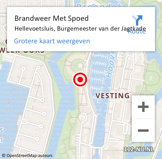 Locatie op kaart van de 112 melding: Brandweer Met Spoed Naar Hellevoetsluis, Burgemeester van der Jagtkade op 27 juni 2024 22:07