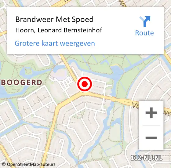 Locatie op kaart van de 112 melding: Brandweer Met Spoed Naar Hoorn, Leonard Bernsteinhof op 27 juni 2024 22:07