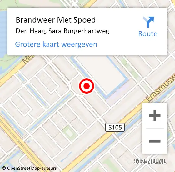Locatie op kaart van de 112 melding: Brandweer Met Spoed Naar Den Haag, Sara Burgerhartweg op 27 juni 2024 22:11