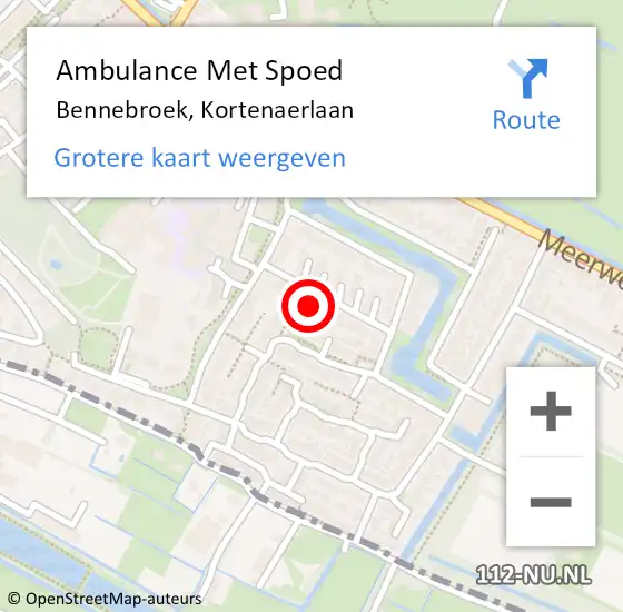 Locatie op kaart van de 112 melding: Ambulance Met Spoed Naar Bennebroek, Kortenaerlaan op 27 juni 2024 22:27