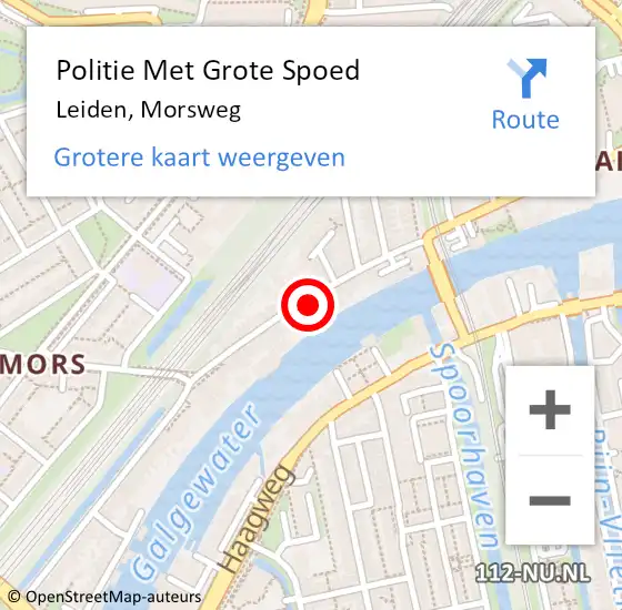 Locatie op kaart van de 112 melding: Politie Met Grote Spoed Naar Leiden, Morsweg op 27 juni 2024 22:28