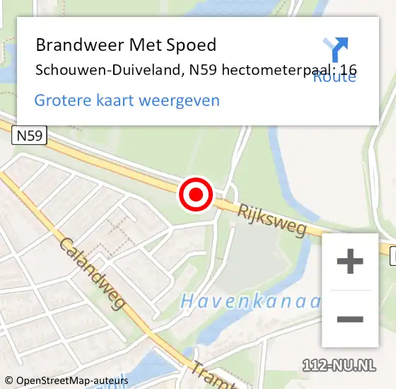 Locatie op kaart van de 112 melding: Brandweer Met Spoed Naar Schouwen-Duiveland, N59 hectometerpaal: 16 op 27 juni 2024 22:29