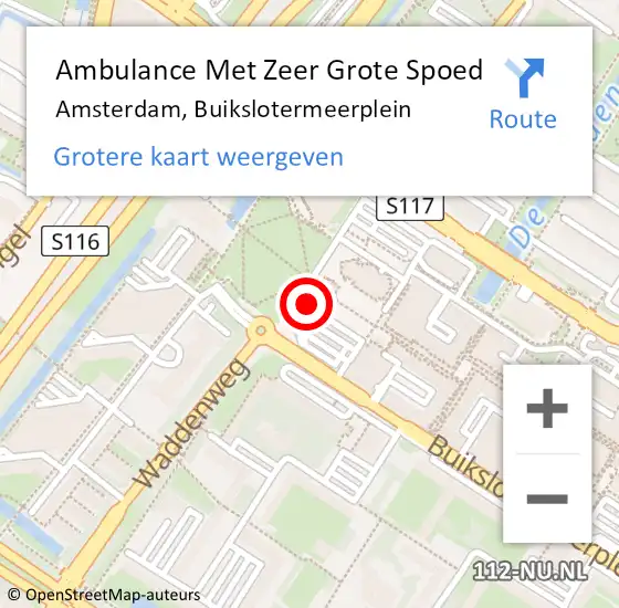 Locatie op kaart van de 112 melding: Ambulance Met Zeer Grote Spoed Naar Amsterdam, Buikslotermeerplein op 27 juni 2024 22:39