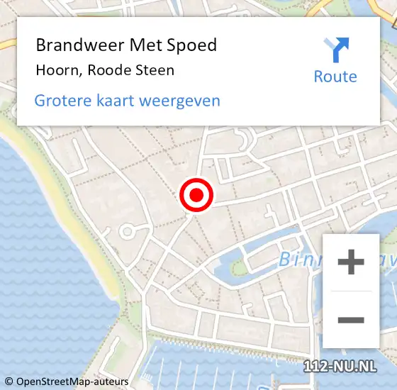 Locatie op kaart van de 112 melding: Brandweer Met Spoed Naar Hoorn, Roode Steen op 27 juni 2024 22:39