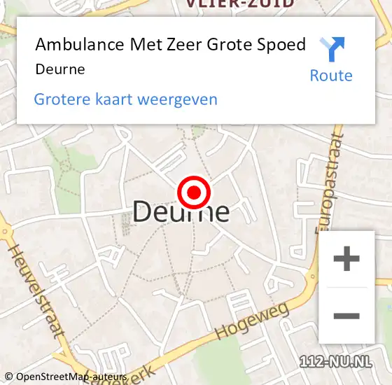 Locatie op kaart van de 112 melding: Ambulance Met Zeer Grote Spoed Naar Deurne op 27 juni 2024 22:48