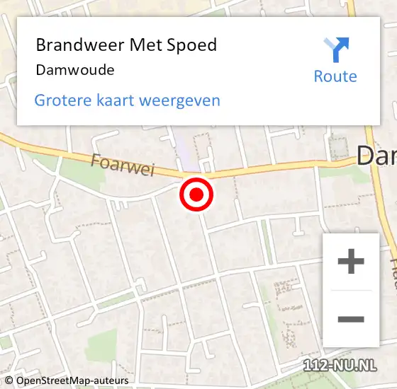 Locatie op kaart van de 112 melding: Brandweer Met Spoed Naar Damwoude op 10 oktober 2014 23:54