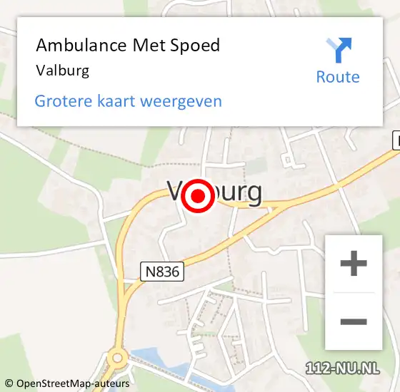 Locatie op kaart van de 112 melding: Ambulance Met Spoed Naar Valburg op 27 juni 2024 22:52