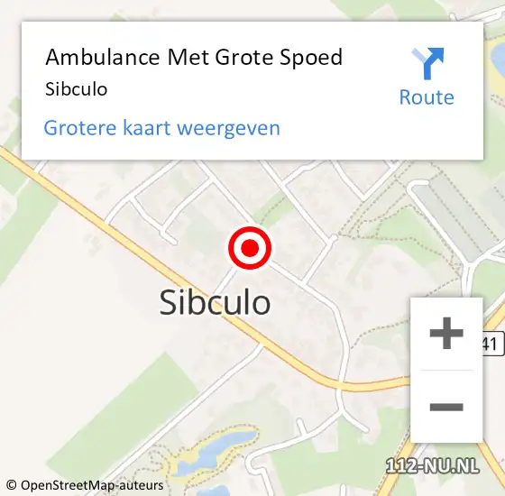 Locatie op kaart van de 112 melding: Ambulance Met Grote Spoed Naar Sibculo op 27 juni 2024 23:00