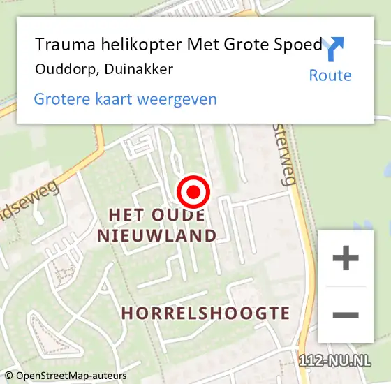 Locatie op kaart van de 112 melding: Trauma helikopter Met Grote Spoed Naar Ouddorp, Duinakker op 27 juni 2024 23:03