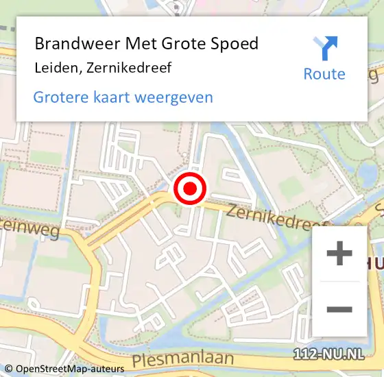 Locatie op kaart van de 112 melding: Brandweer Met Grote Spoed Naar Leiden, Zernikedreef op 27 juni 2024 23:13