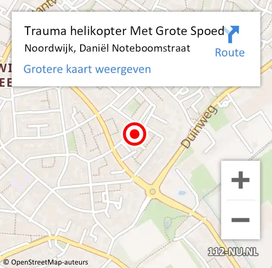 Locatie op kaart van de 112 melding: Trauma helikopter Met Grote Spoed Naar Noordwijk, Daniël Noteboomstraat op 27 juni 2024 23:55
