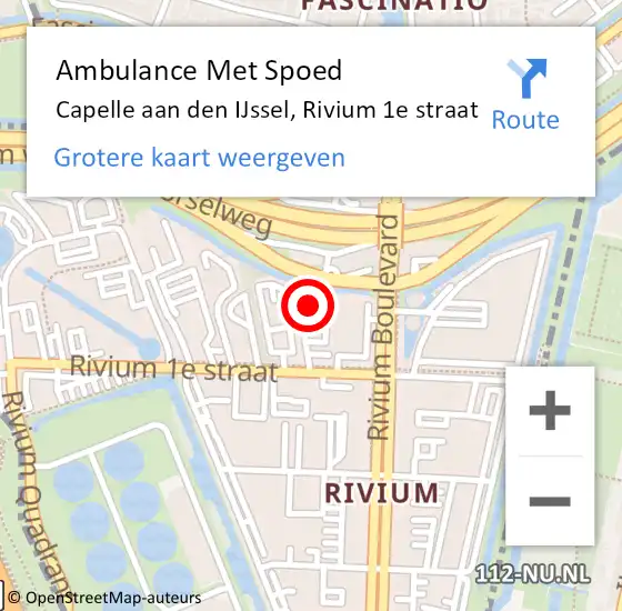 Locatie op kaart van de 112 melding: Ambulance Met Spoed Naar Capelle aan den IJssel, Rivium 1e straat op 28 juni 2024 00:51