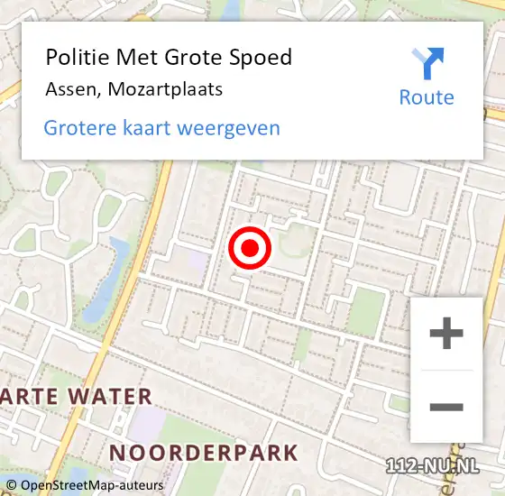 Locatie op kaart van de 112 melding: Politie Met Grote Spoed Naar Assen, Mozartplaats op 28 juni 2024 00:54