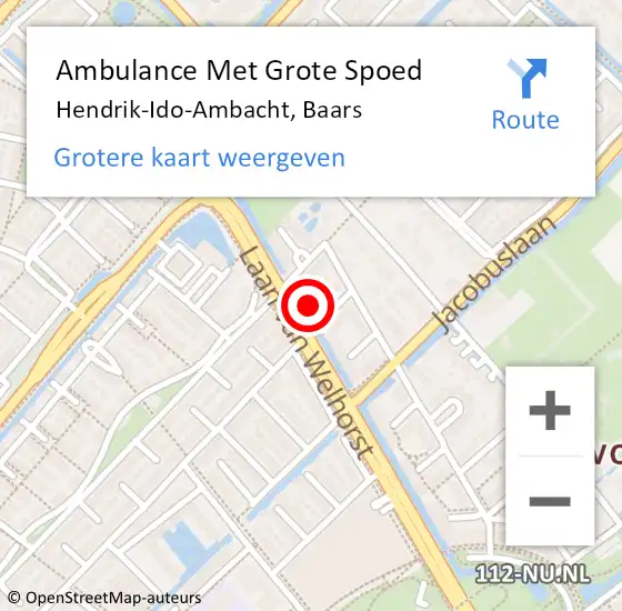 Locatie op kaart van de 112 melding: Ambulance Met Grote Spoed Naar Hendrik-Ido-Ambacht, Baars op 28 juni 2024 01:53