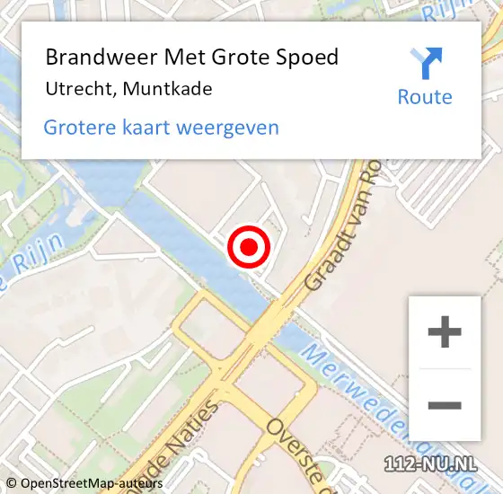 Locatie op kaart van de 112 melding: Brandweer Met Grote Spoed Naar Utrecht, Muntkade op 28 juni 2024 03:10