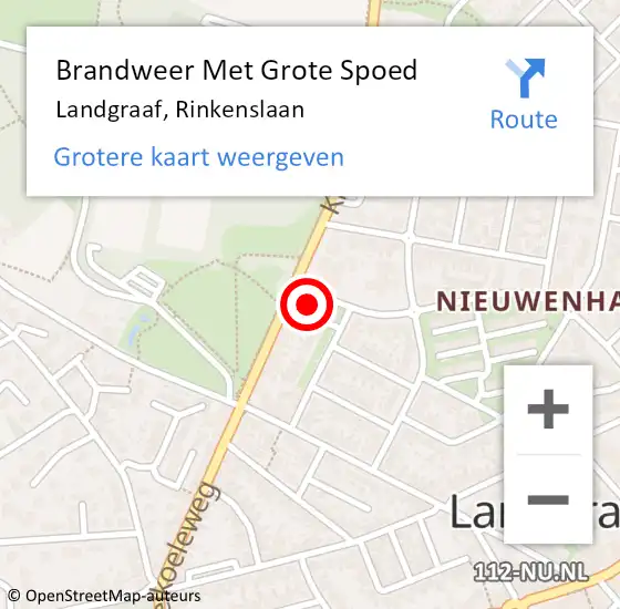 Locatie op kaart van de 112 melding: Brandweer Met Grote Spoed Naar Landgraaf, Rinkenslaan op 28 juni 2024 03:16