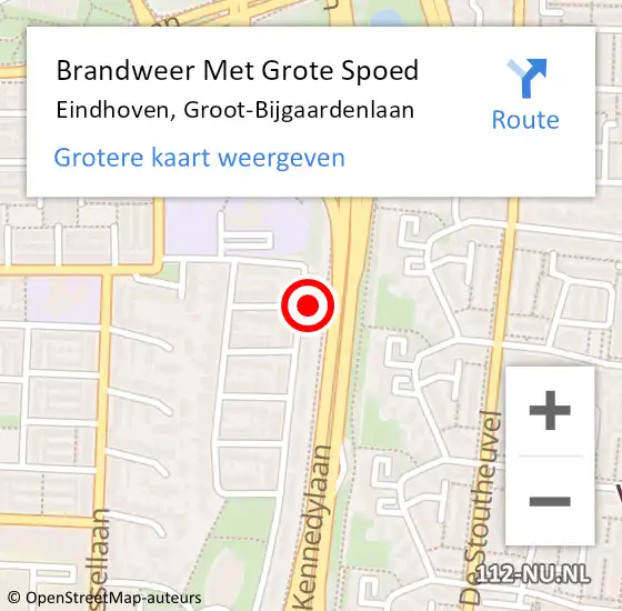 Locatie op kaart van de 112 melding: Brandweer Met Grote Spoed Naar Eindhoven, Groot-Bijgaardenlaan op 28 juni 2024 03:19