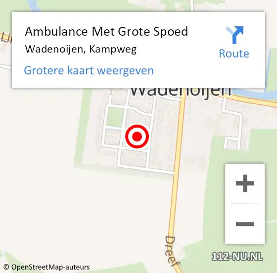 Locatie op kaart van de 112 melding: Ambulance Met Grote Spoed Naar Wadenoijen, Kampweg op 11 oktober 2014 00:15