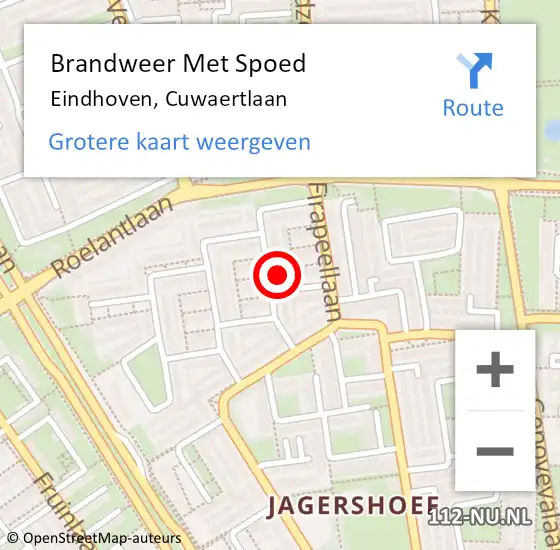 Locatie op kaart van de 112 melding: Brandweer Met Spoed Naar Eindhoven, Cuwaertlaan op 28 juni 2024 03:58