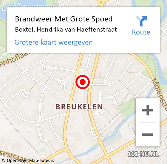 Locatie op kaart van de 112 melding: Brandweer Met Grote Spoed Naar Boxtel, Hendrika van Haeftenstraat op 28 juni 2024 04:30