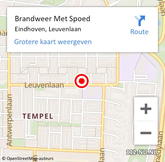 Locatie op kaart van de 112 melding: Brandweer Met Spoed Naar Eindhoven, Leuvenlaan op 28 juni 2024 04:36