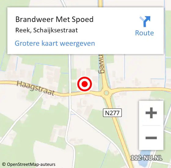 Locatie op kaart van de 112 melding: Brandweer Met Spoed Naar Reek, Schaijksestraat op 28 juni 2024 04:50