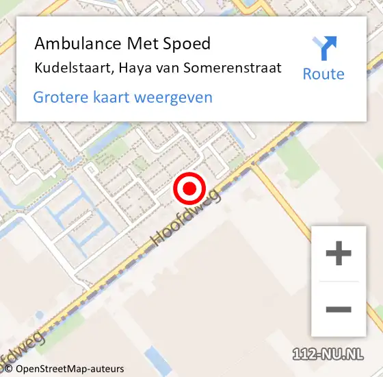 Locatie op kaart van de 112 melding: Ambulance Met Spoed Naar Kudelstaart, Haya van Somerenstraat op 28 juni 2024 05:35