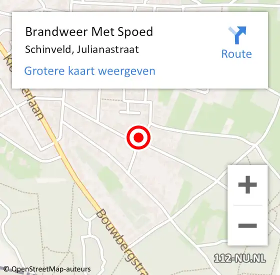 Locatie op kaart van de 112 melding: Brandweer Met Spoed Naar Schinveld, Julianastraat op 28 juni 2024 06:04