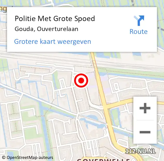 Locatie op kaart van de 112 melding: Politie Met Grote Spoed Naar Gouda, Ouverturelaan op 28 juni 2024 06:22