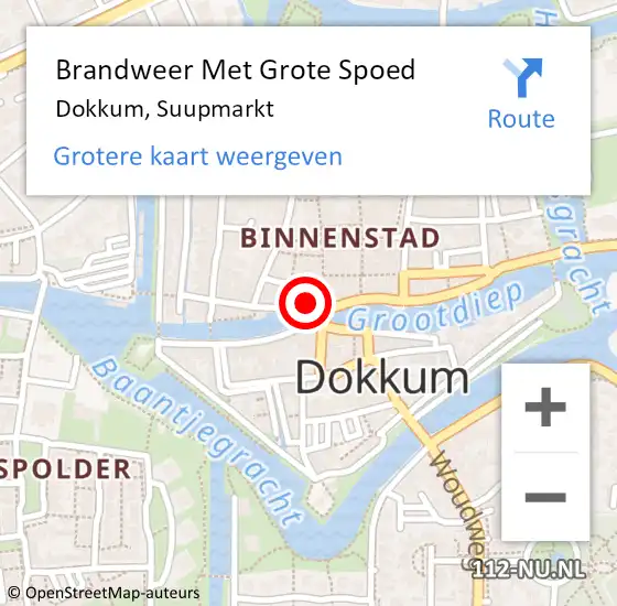 Locatie op kaart van de 112 melding: Brandweer Met Grote Spoed Naar Dokkum, Koningstraat op 28 juni 2024 06:45