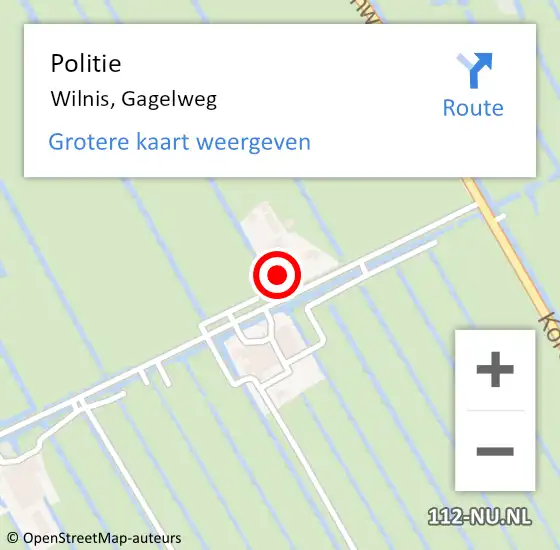 Locatie op kaart van de 112 melding: Politie Wilnis, Gagelweg op 28 juni 2024 06:51