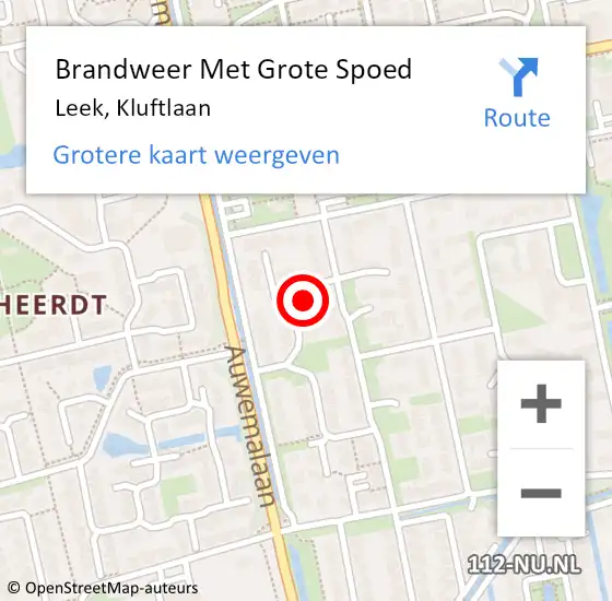 Locatie op kaart van de 112 melding: Brandweer Met Grote Spoed Naar Leek, Kluftlaan op 28 juni 2024 06:54