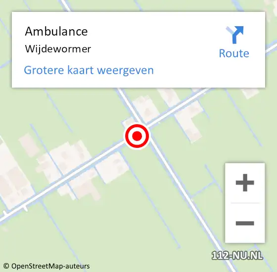 Locatie op kaart van de 112 melding: Ambulance Wijdewormer op 28 juni 2024 07:02