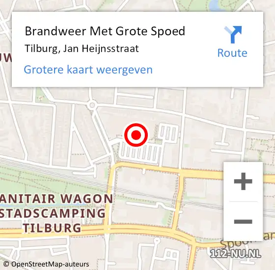 Locatie op kaart van de 112 melding: Brandweer Met Grote Spoed Naar Tilburg, Jan Heijnsstraat op 28 juni 2024 07:28