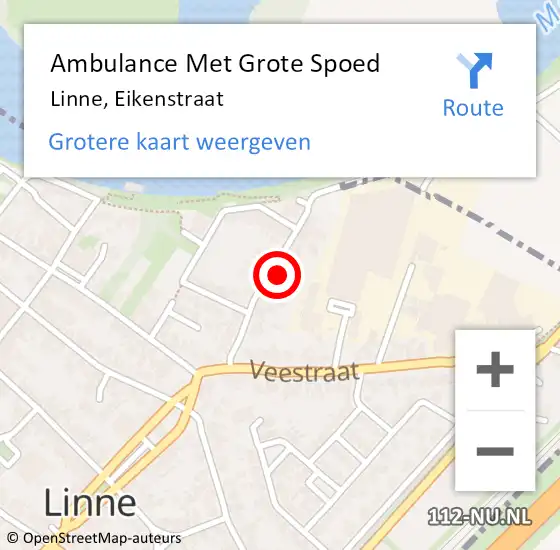 Locatie op kaart van de 112 melding: Ambulance Met Grote Spoed Naar Linne, Eikenstraat op 28 juni 2024 08:32