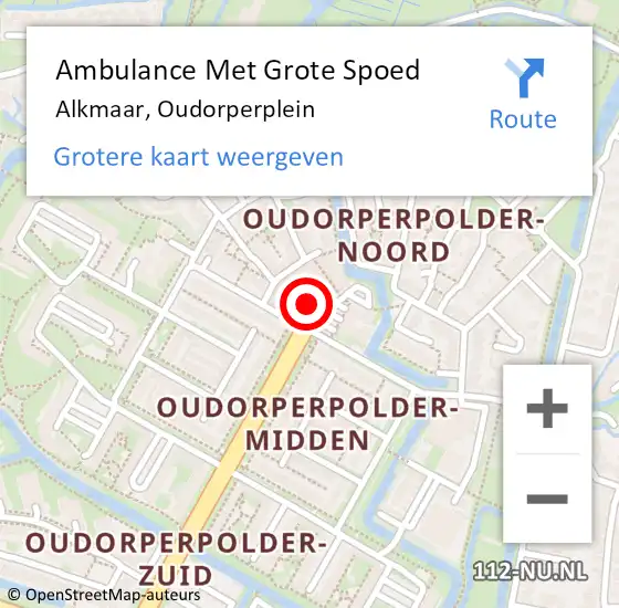 Locatie op kaart van de 112 melding: Ambulance Met Grote Spoed Naar Alkmaar, Oudorperplein op 28 juni 2024 09:38