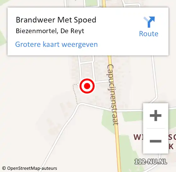 Locatie op kaart van de 112 melding: Brandweer Met Spoed Naar Biezenmortel, De Reyt op 28 juni 2024 09:45