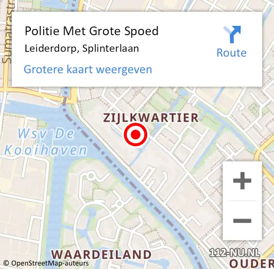 Locatie op kaart van de 112 melding: Politie Met Grote Spoed Naar Leiderdorp, Splinterlaan op 28 juni 2024 09:56