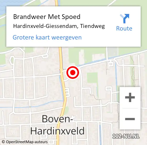 Locatie op kaart van de 112 melding: Brandweer Met Spoed Naar Hardinxveld-Giessendam, Tiendweg op 28 juni 2024 10:10