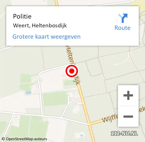 Locatie op kaart van de 112 melding: Politie Weert, Heltenbosdijk op 28 juni 2024 10:12