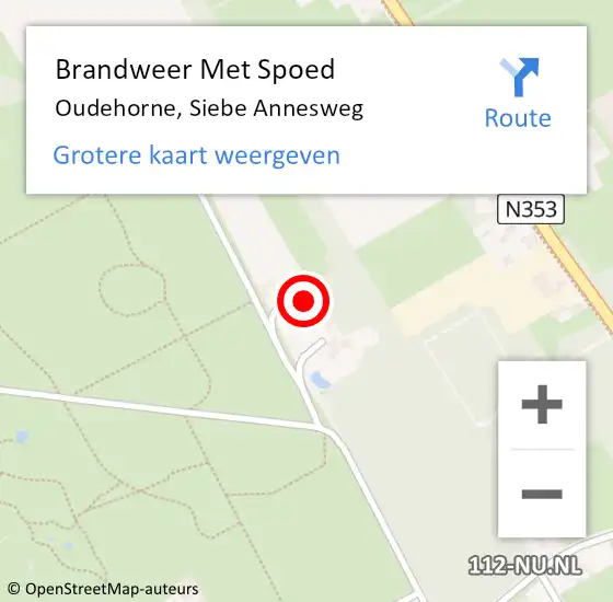 Locatie op kaart van de 112 melding: Brandweer Met Spoed Naar Oudehorne, Siebe Annesweg op 28 juni 2024 10:17