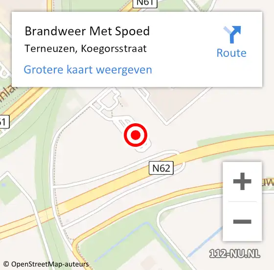 Locatie op kaart van de 112 melding: Brandweer Met Spoed Naar Terneuzen, Koegorsstraat op 28 juni 2024 10:46