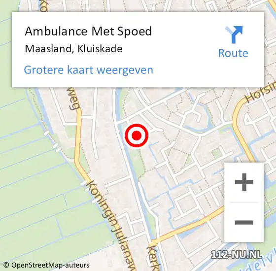 Locatie op kaart van de 112 melding: Ambulance Met Spoed Naar Maasland, Kluiskade op 28 juni 2024 10:59