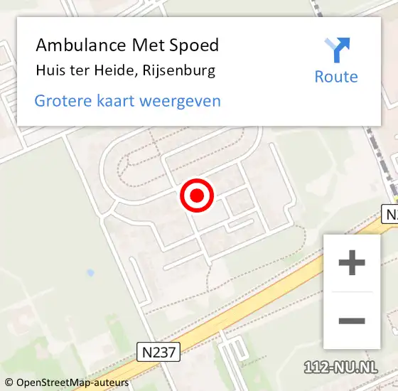 Locatie op kaart van de 112 melding: Ambulance Met Spoed Naar Huis ter Heide, Rijsenburg op 28 juni 2024 11:00