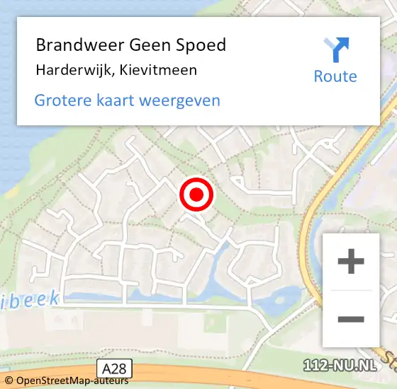 Locatie op kaart van de 112 melding: Brandweer Geen Spoed Naar Harderwijk, Kievitmeen op 28 juni 2024 11:07