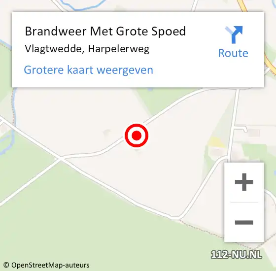 Locatie op kaart van de 112 melding: Brandweer Met Grote Spoed Naar Vlagtwedde, Harpelerweg op 11 oktober 2014 01:13