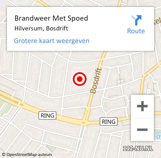 Locatie op kaart van de 112 melding: Brandweer Met Spoed Naar Hilversum, Bosdrift op 28 juni 2024 11:17