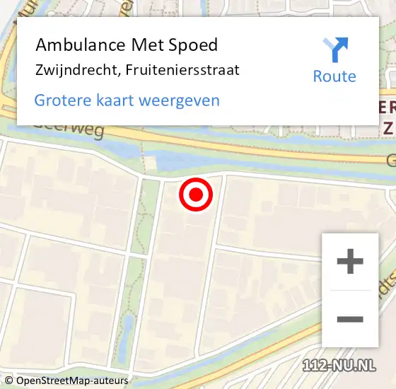Locatie op kaart van de 112 melding: Ambulance Met Spoed Naar Zwijndrecht, Fruiteniersstraat op 28 juni 2024 11:19