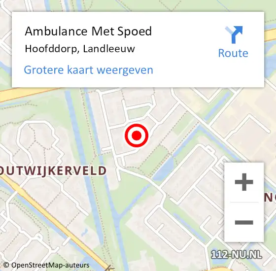 Locatie op kaart van de 112 melding: Ambulance Met Spoed Naar Hoofddorp, Landleeuw op 28 juni 2024 11:29